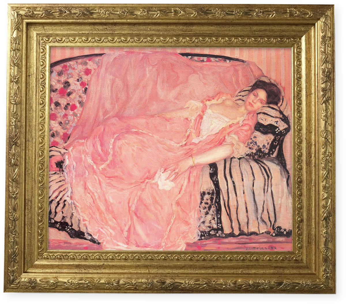 Madame Gély by Frederick Carl Frieseke shown in its frame