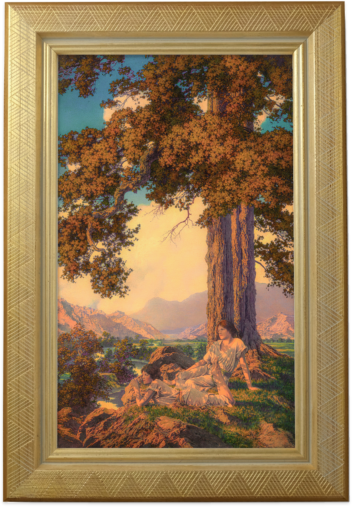Hilltop by Maxfield Parrish - framed canvas reproduction