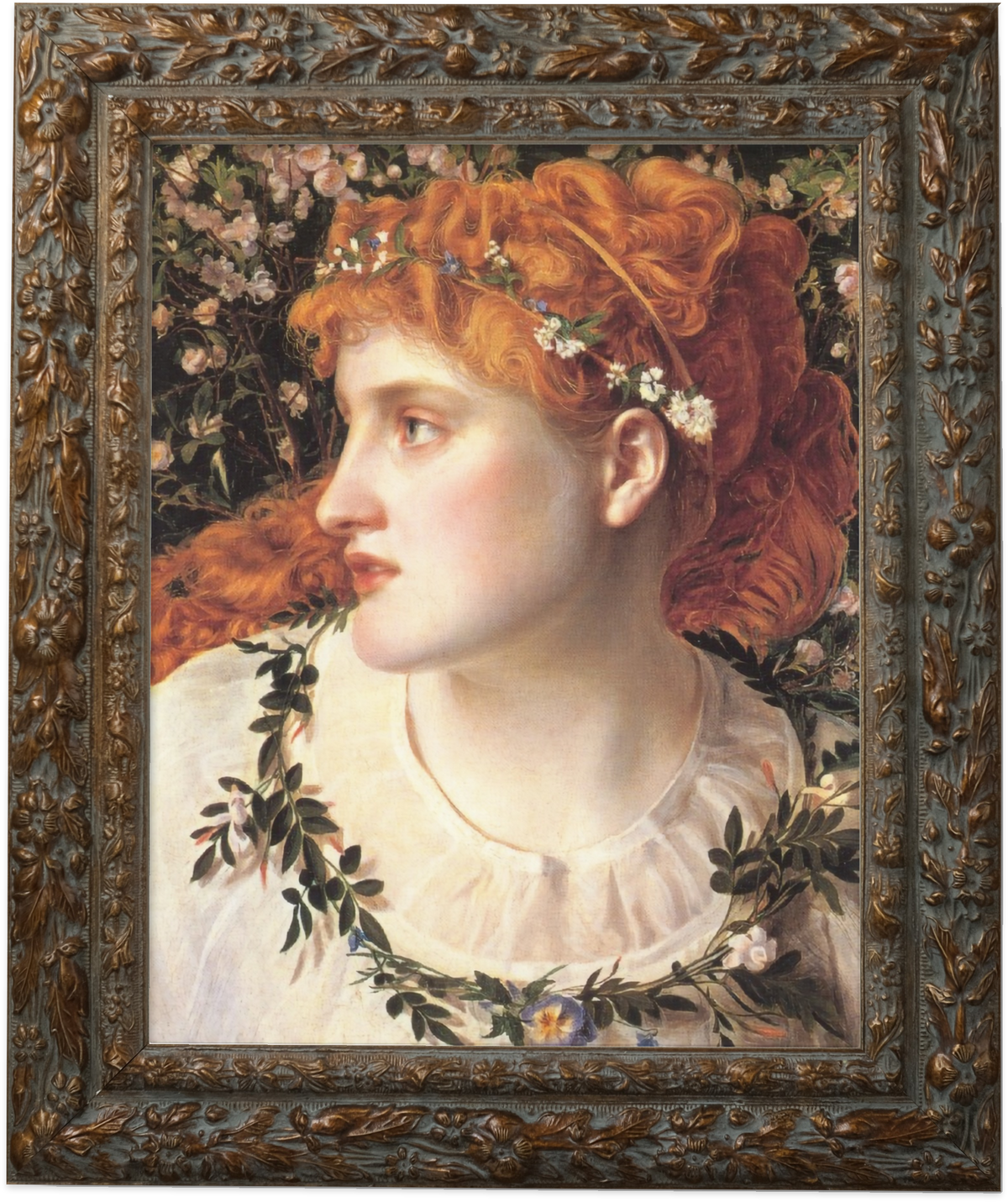 Perdita by Frederick Sandys shown in its frame