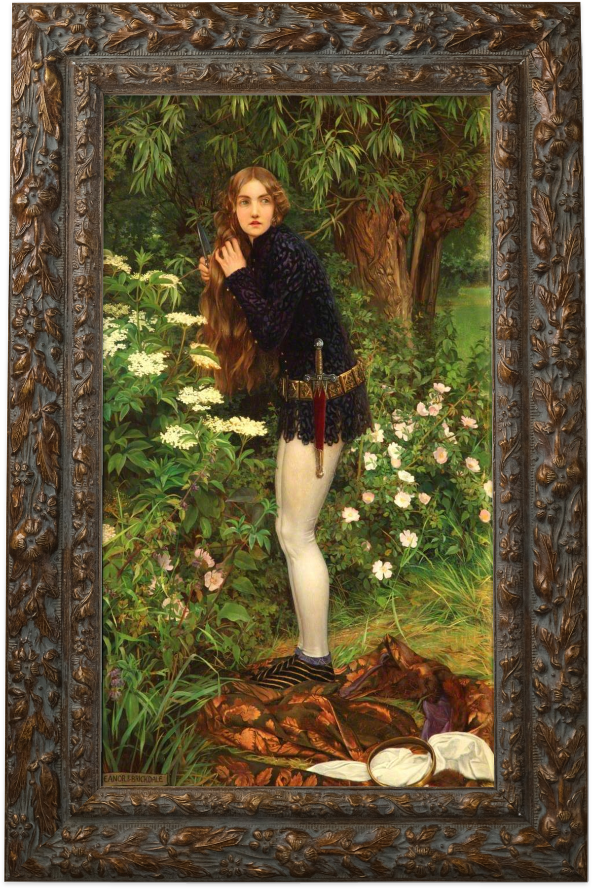 The Little Foot Page by Eleanor Fortescue-Brickdale shown in its frame