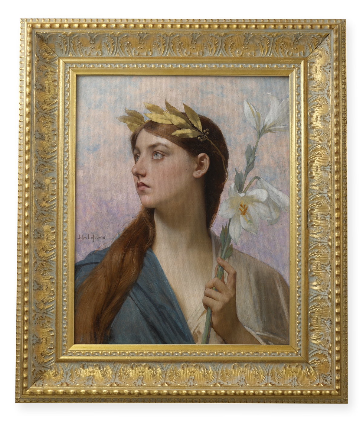 An Allegory of Victory by Jules-Joseph Lefebvre shown in its frame