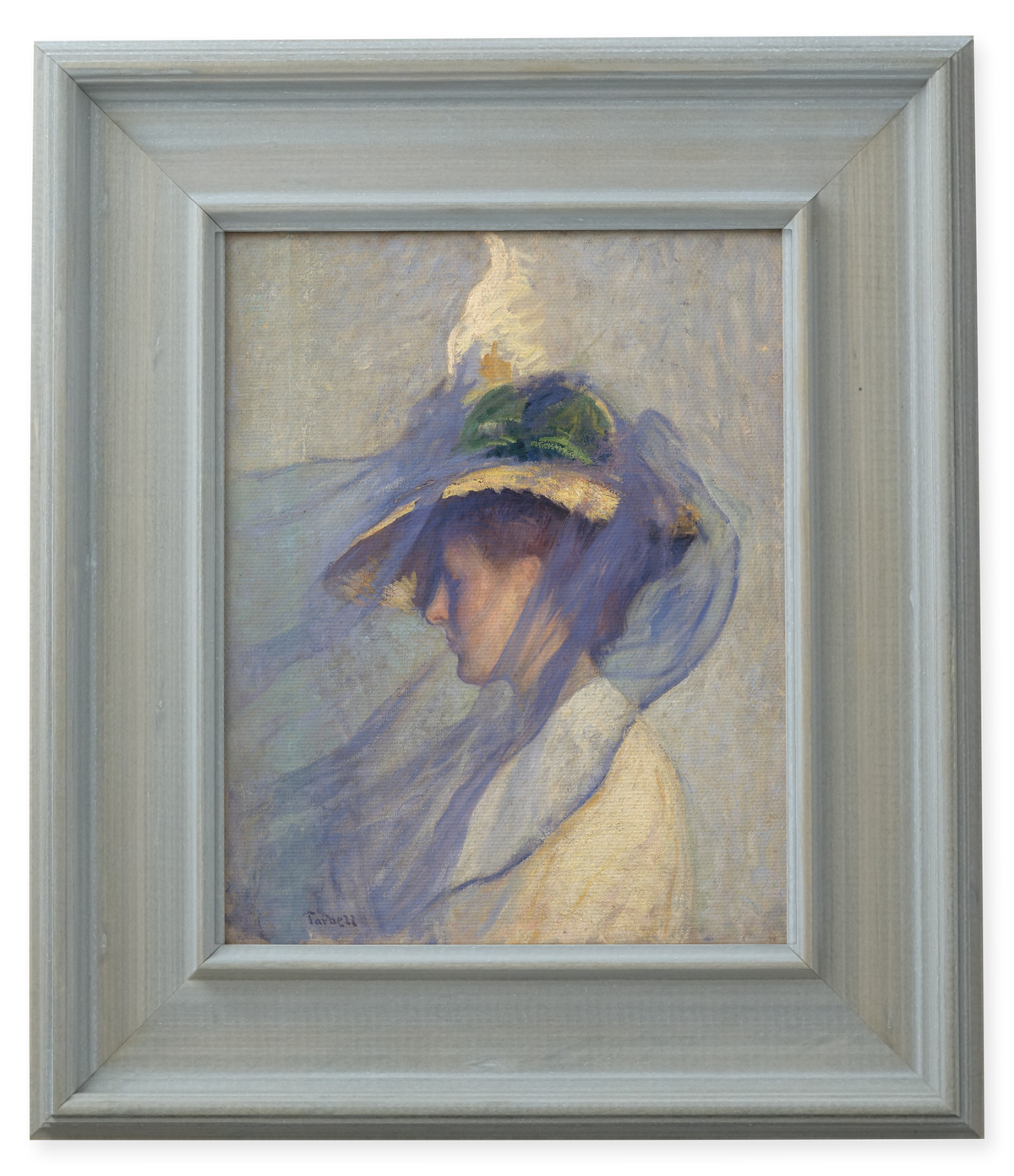 The Blue Veil by Edmund Charles Tarbell shown in its frame