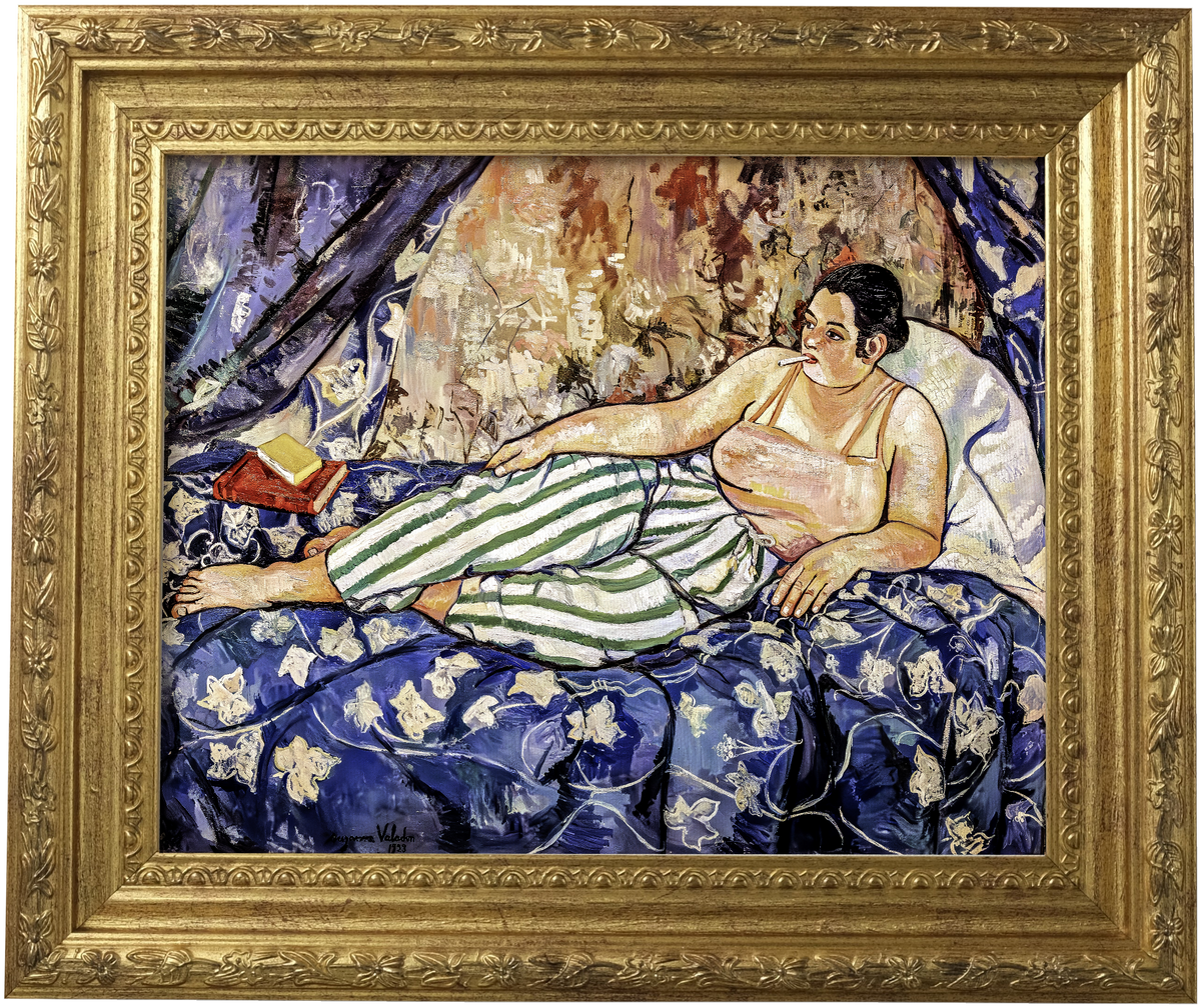 The Blue Room by Suzanne Valadon shown in its frame