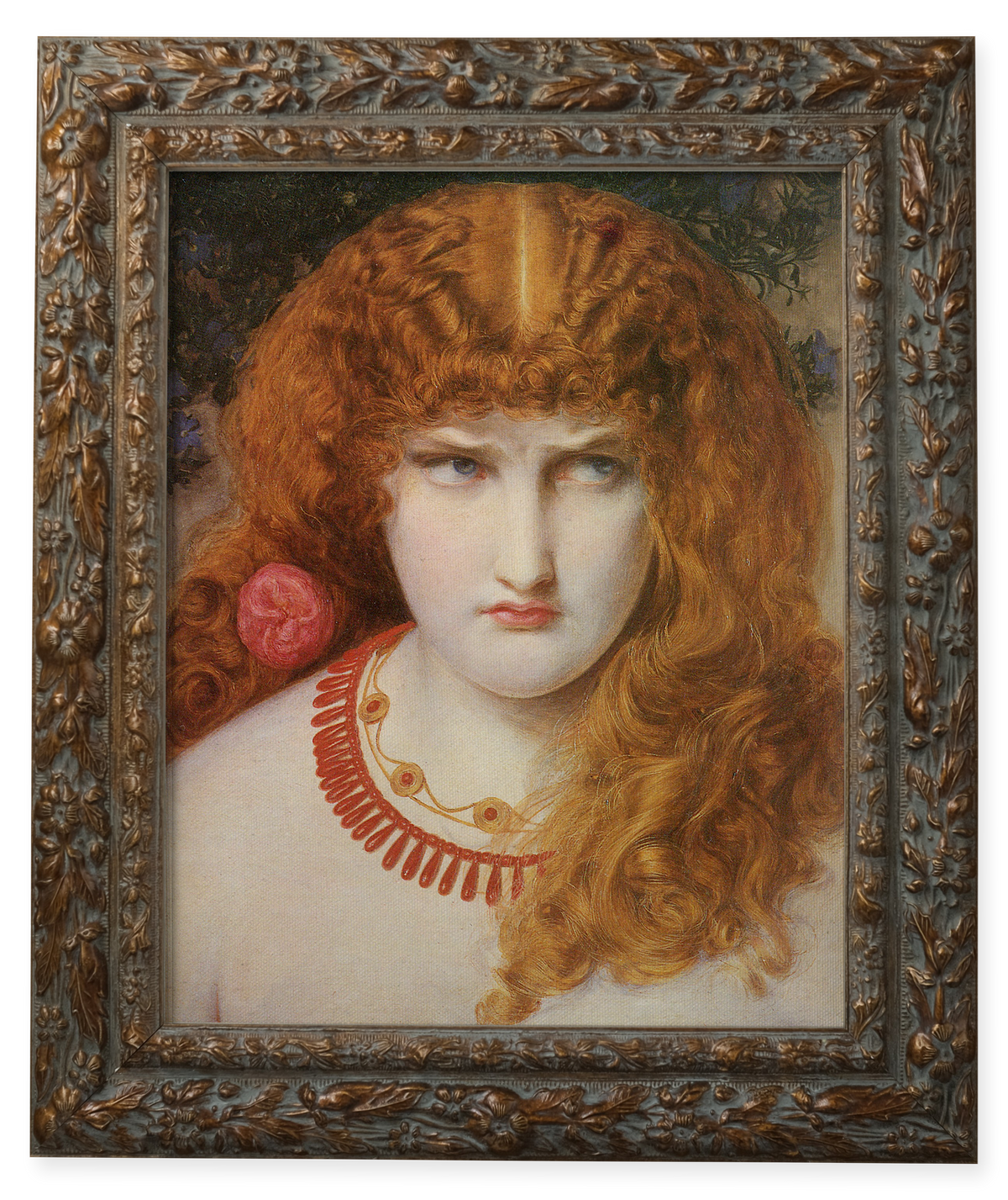 Helen of Troy by Frederick Sandys shown in its frame