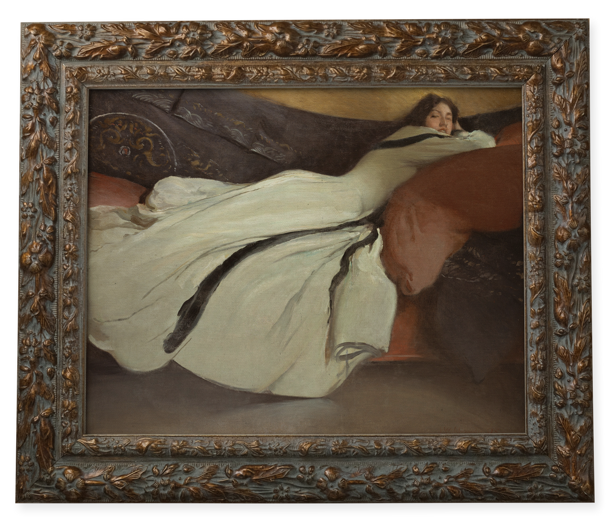 Repose by John White Alexander shown in its frame