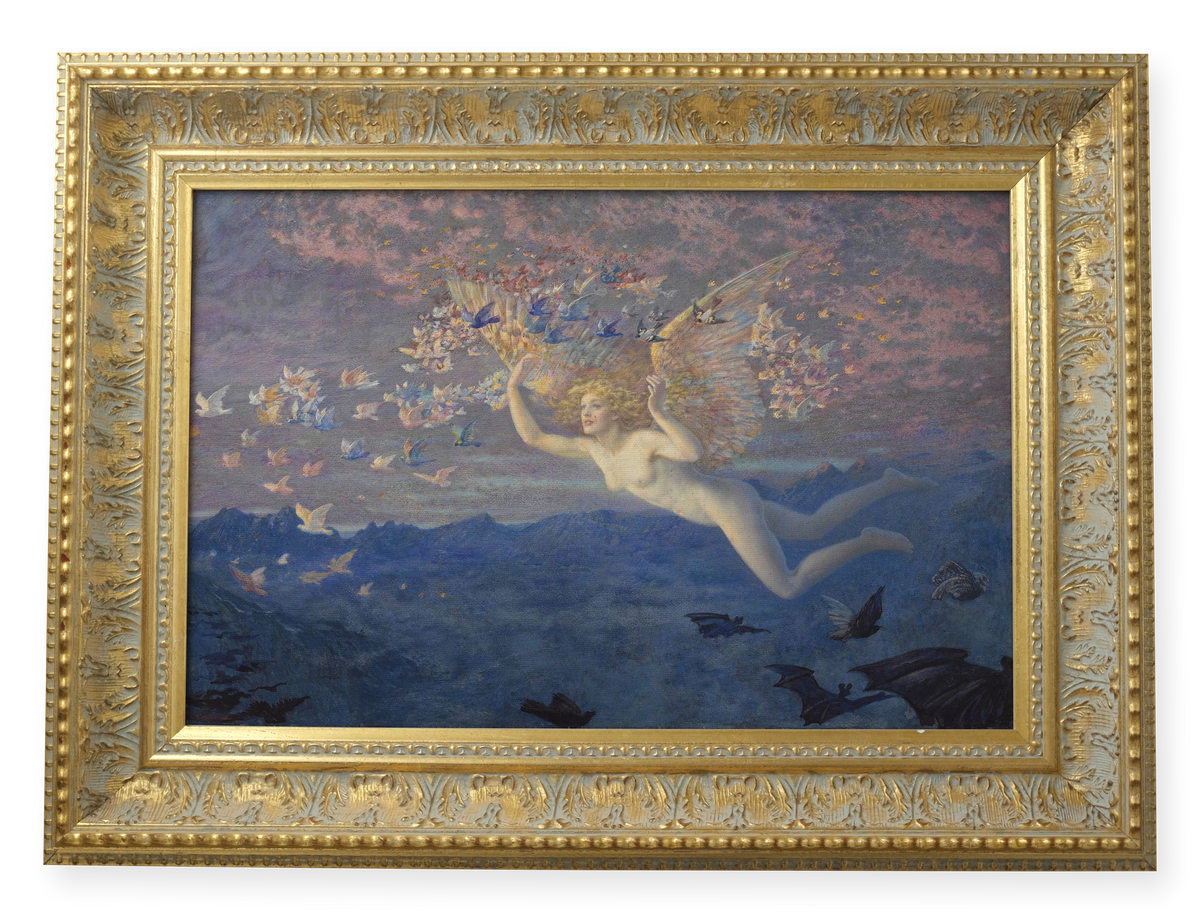 Wings of the Morning by Edward Robert Hughes shown in its frame