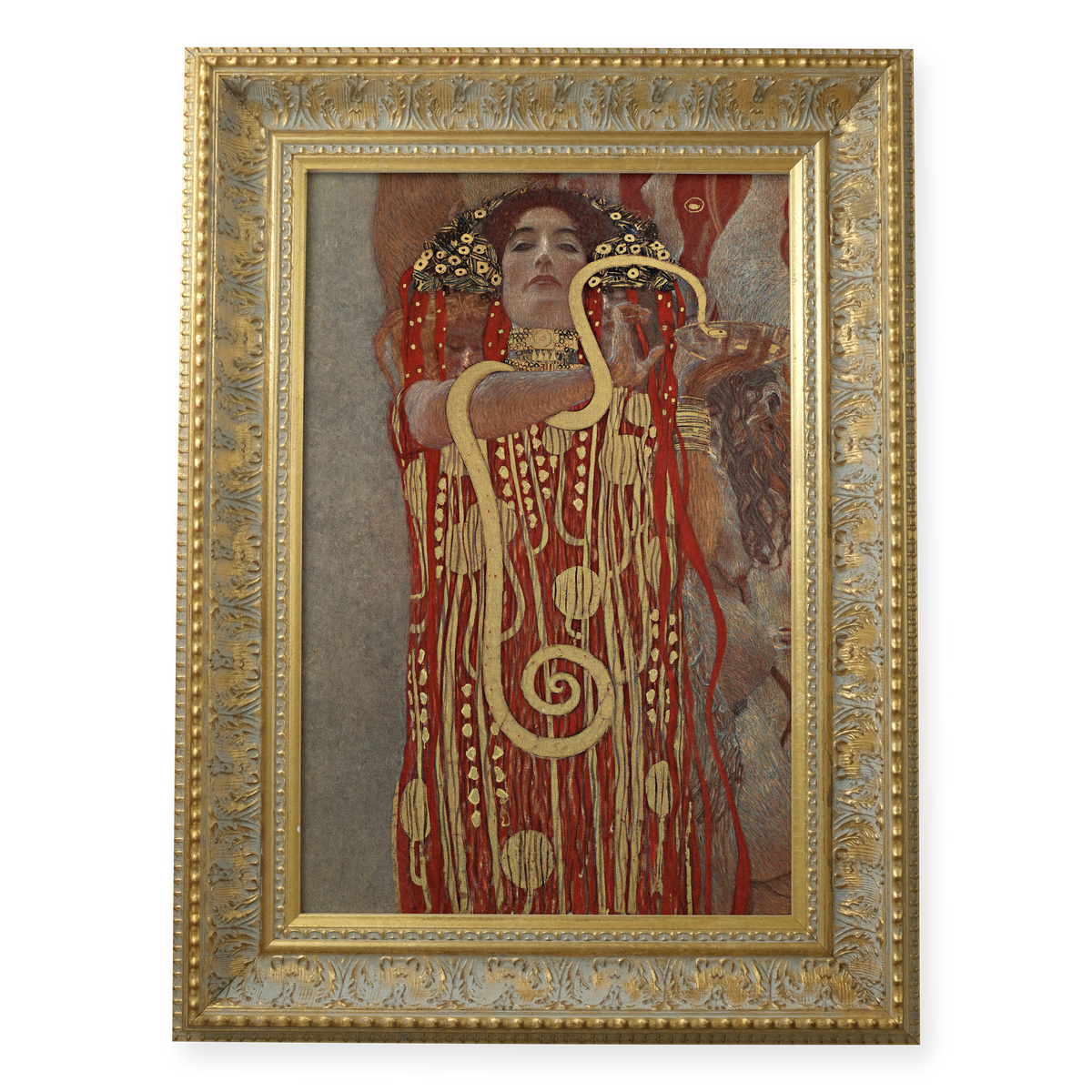 Hygieia by Gustav Klimt shown in its frame