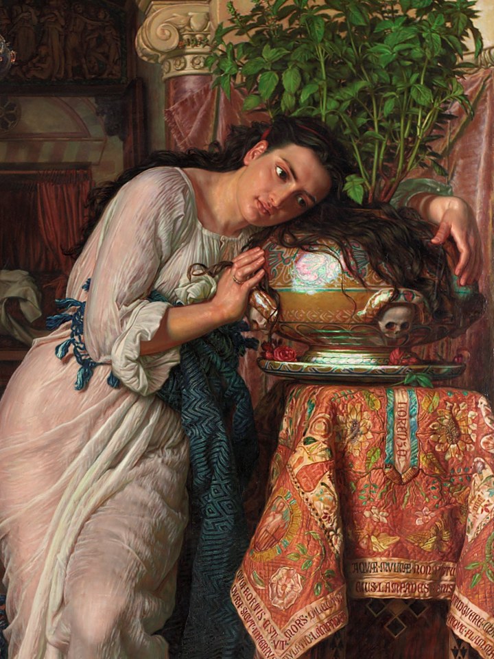 Detail of Holman Hunt's Isabella and the Pot of Basil