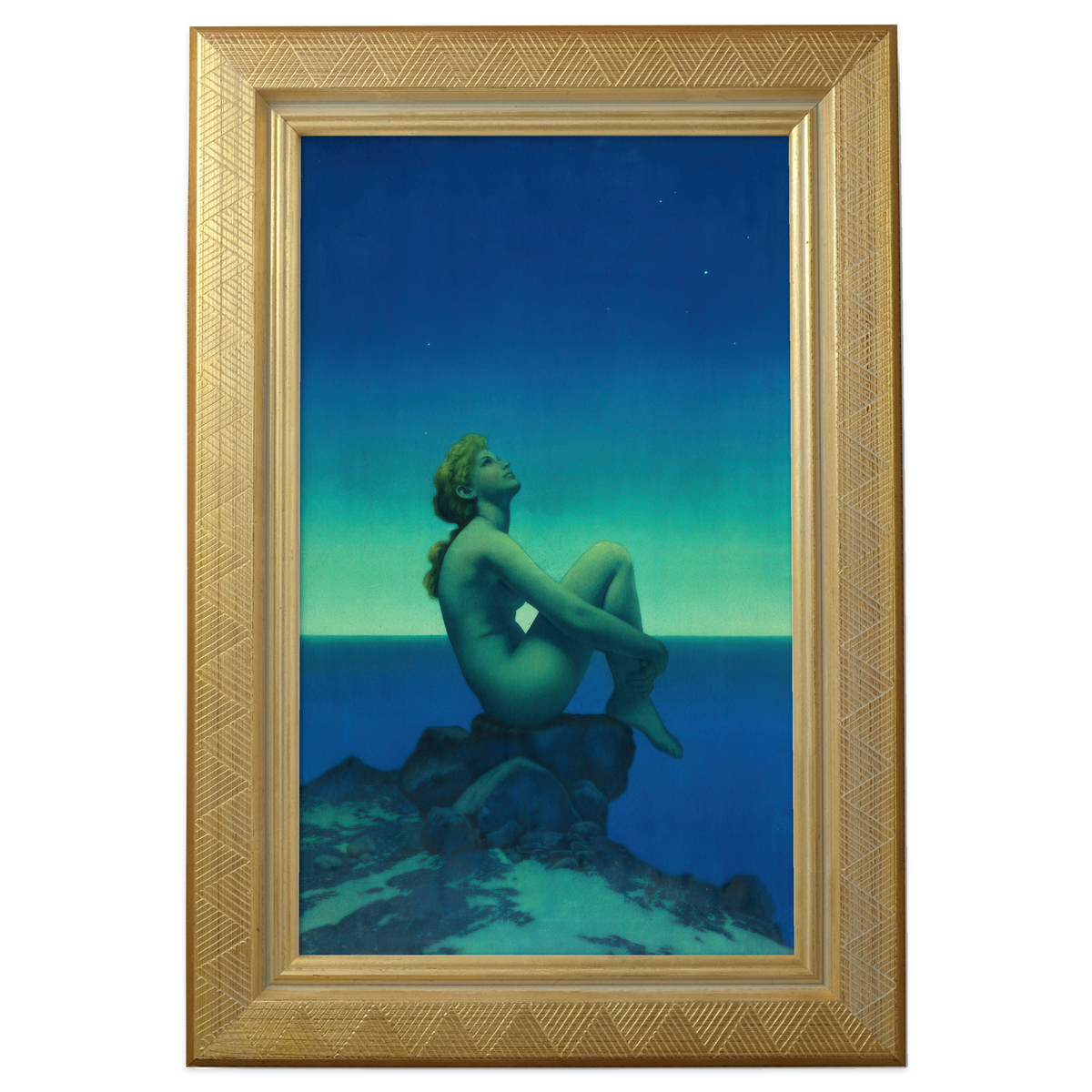Stars by Maxfield Parrish shown in its frame