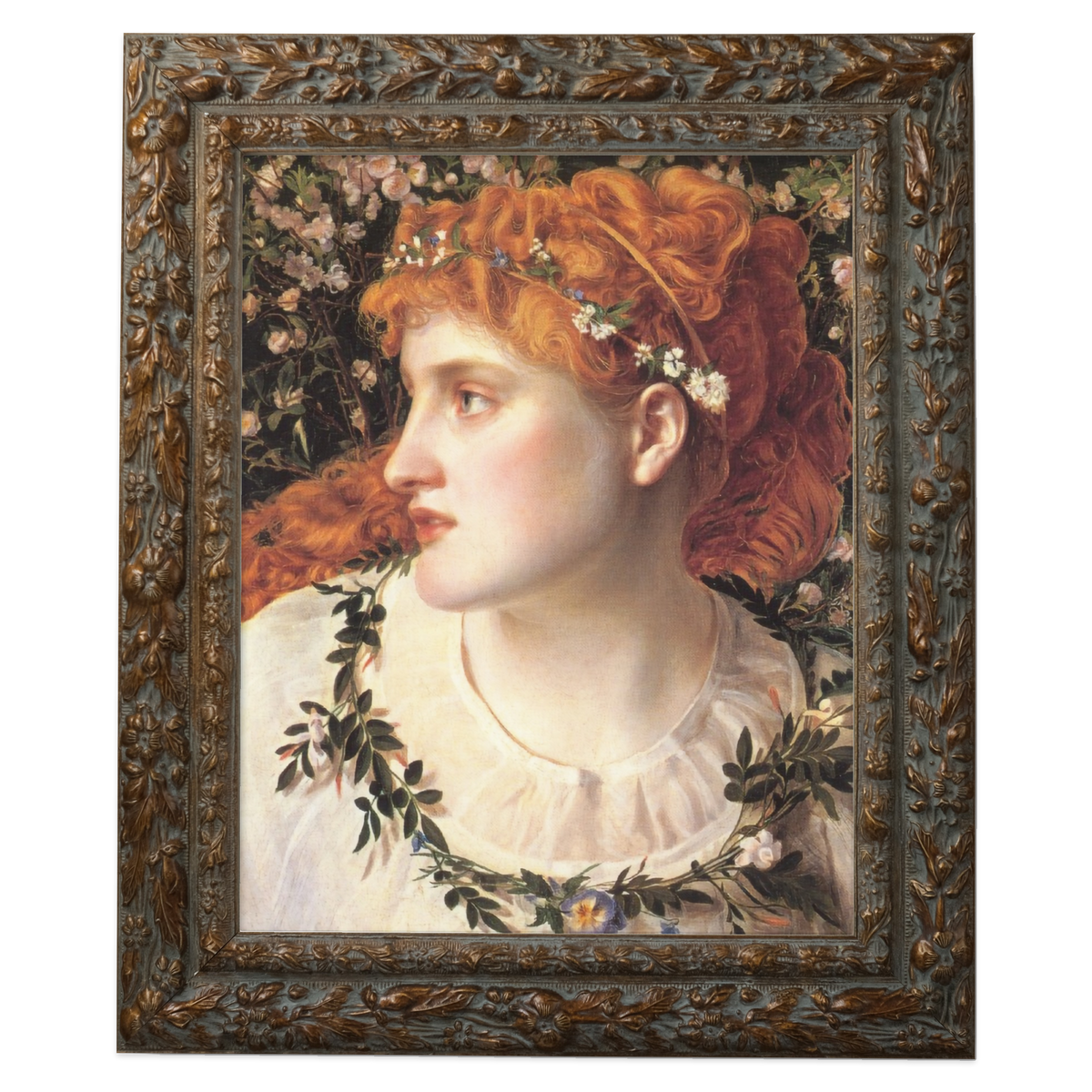 Perdita by Frederick Sandys shown in its frame