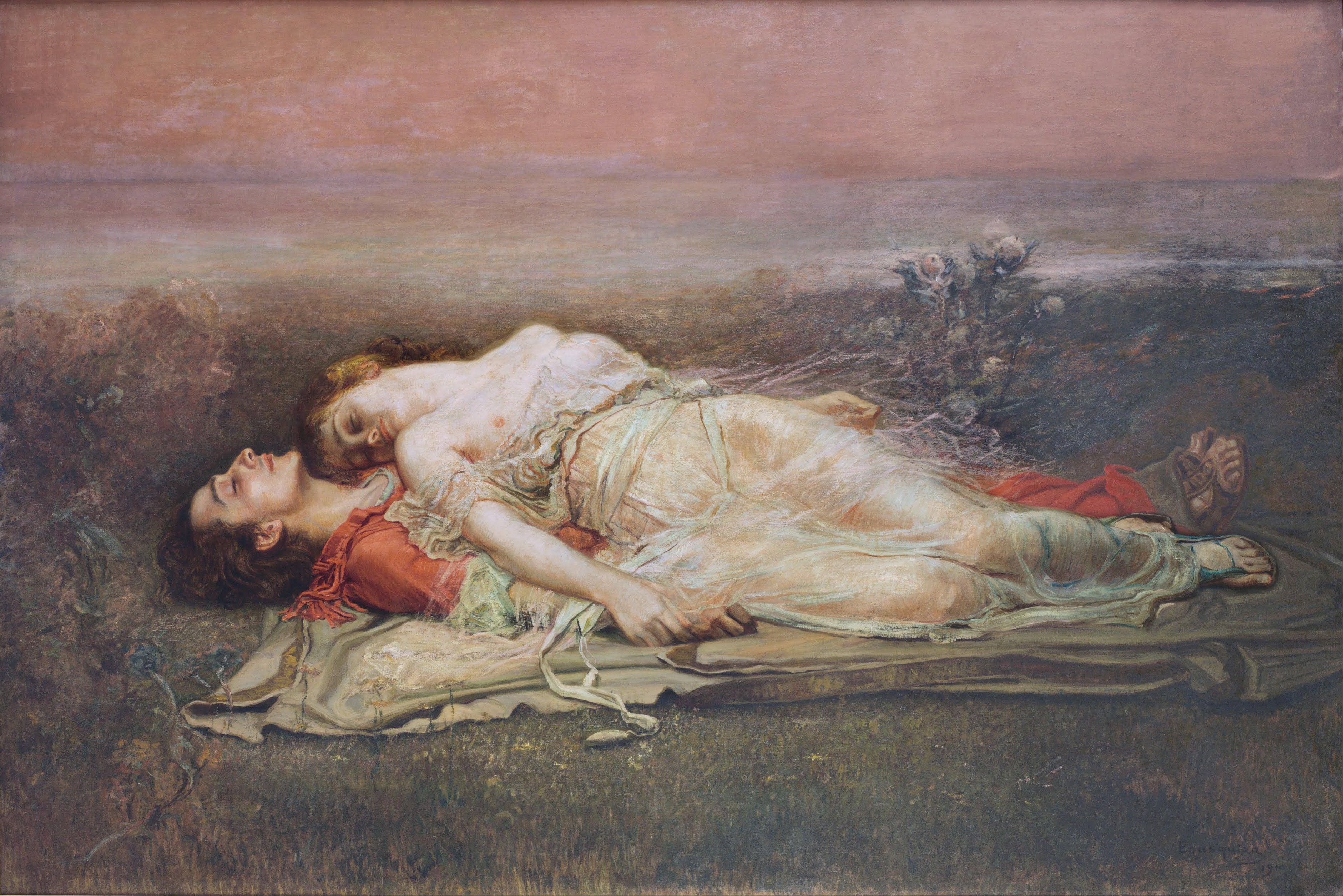 The Death of Tristan and Isolde by Rogelio de Egusquiza — unframed artwork
