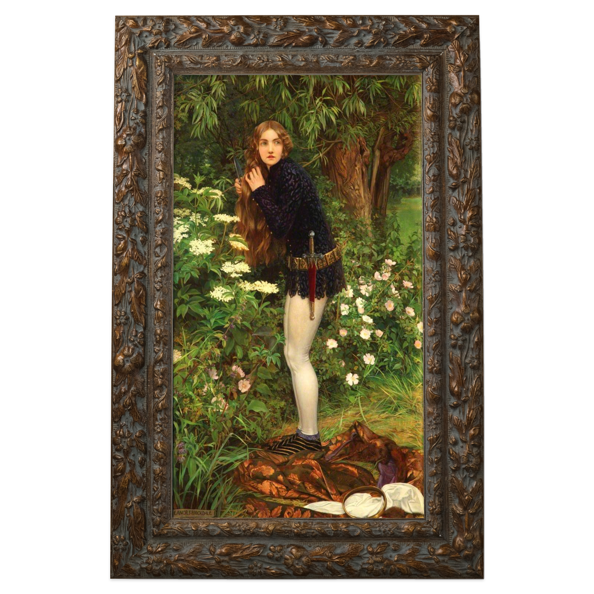 The Little Foot Page by Eleanor Fortescue-Brickdale shown in its frame