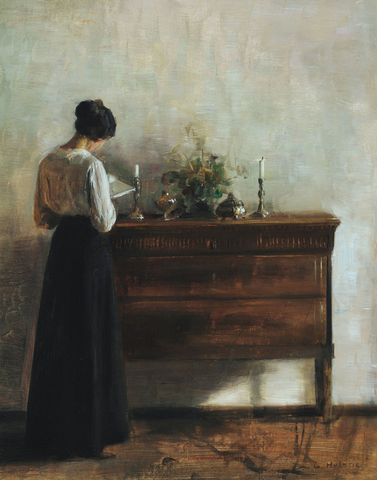 The Artist’s Wife Reading by Carl Holsøe - artwork-only reproduction