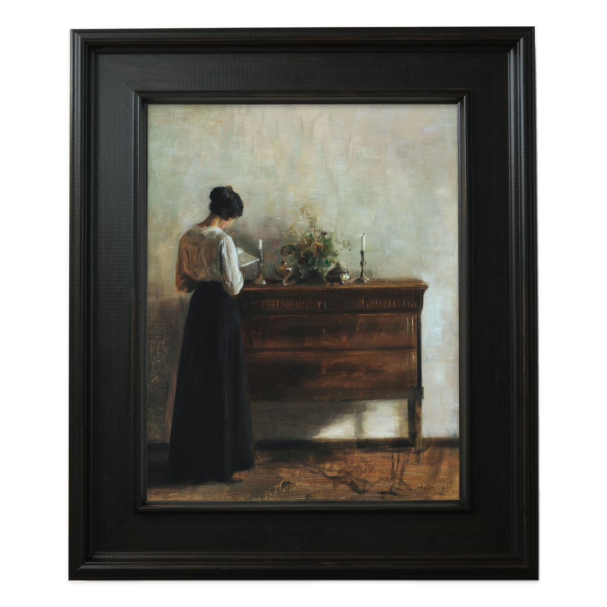The Artist’s Wife Reading by Carl Holsøe - framed canvas reproduction