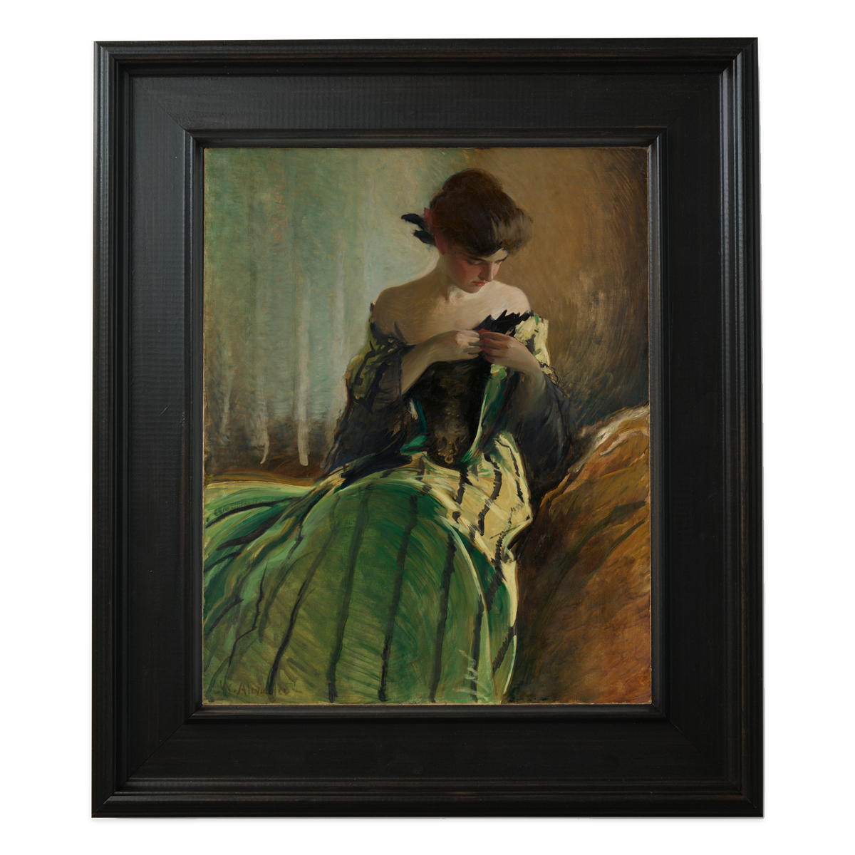 Study in Green and Black by John White Alexander - framed canvas reproduction