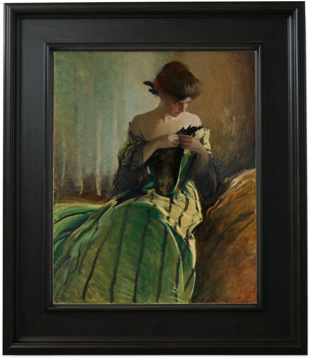 Study in Green and Black by John White Alexander - framed canvas reproduction