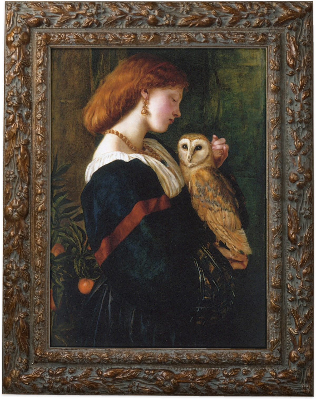 The Barn Owl by Valentine Cameron Prinsep shown in its frame