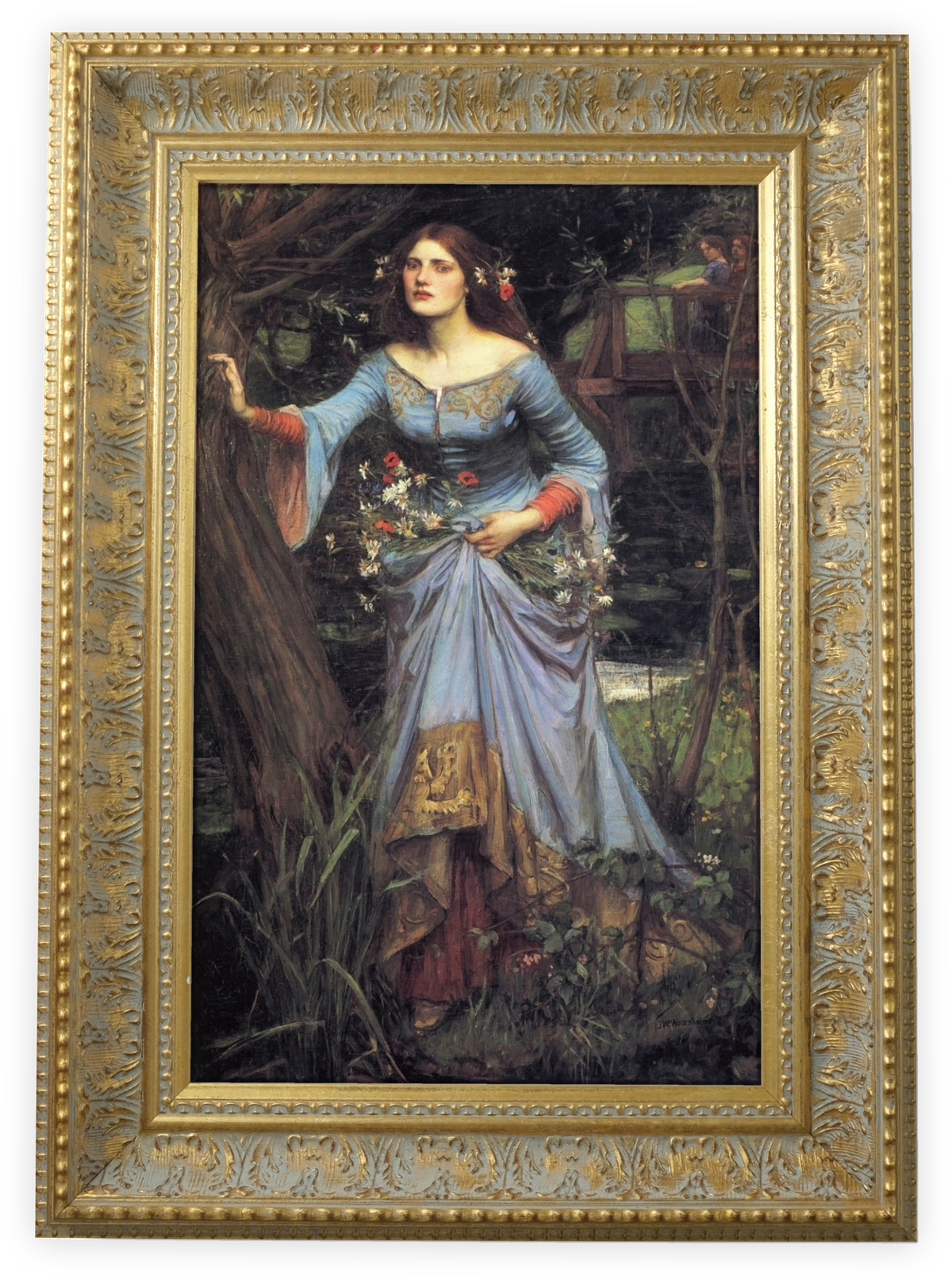 Ophelia with Garlands by John William Waterhouse shown in its frame