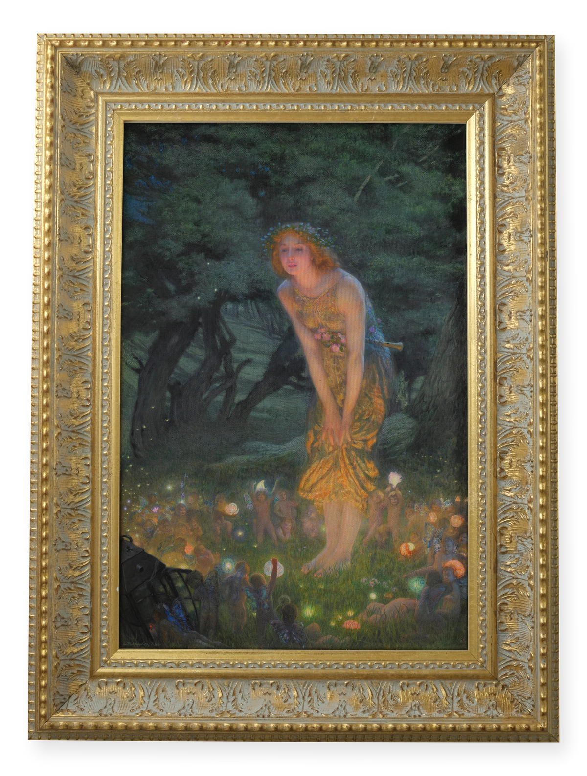 Midsummer Eve by Edward Robert Hughes shown in its frame