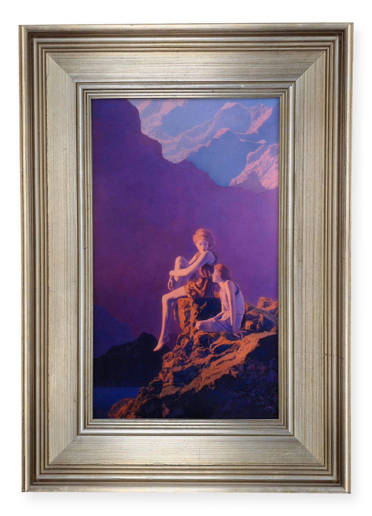 Contentment by Maxfield Parrish shown in its frame