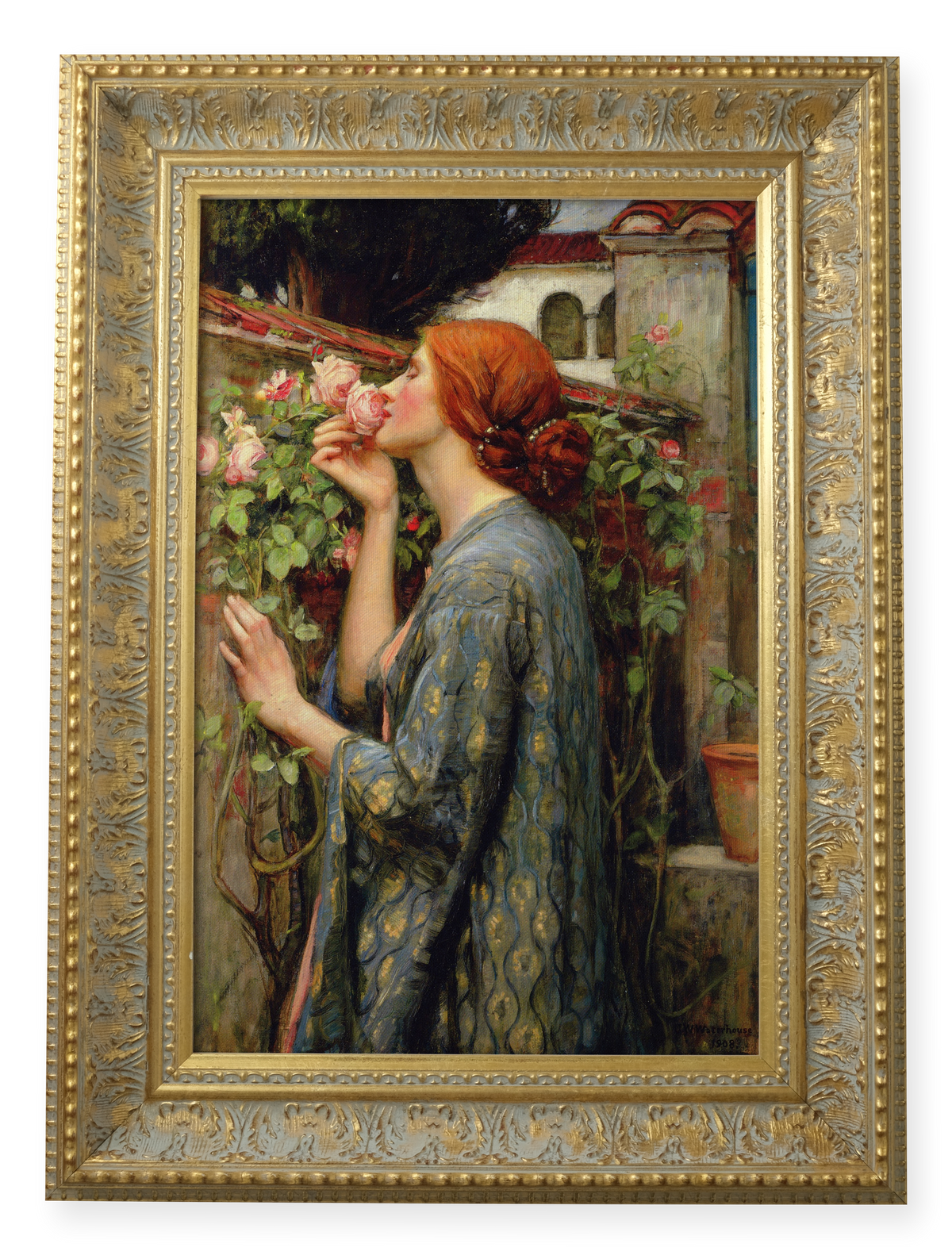 The Soul of the Rose by John William Waterhouse shown in its frame
