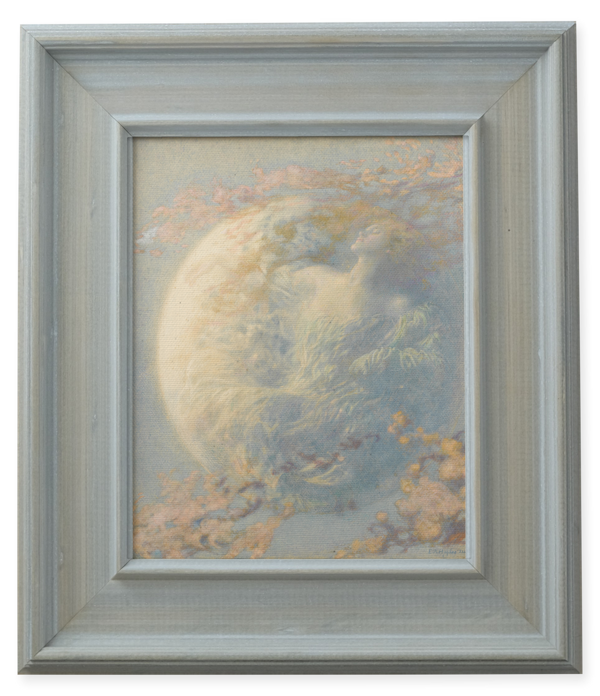 Waning Moon by Edward Robert Hughes shown in its frame