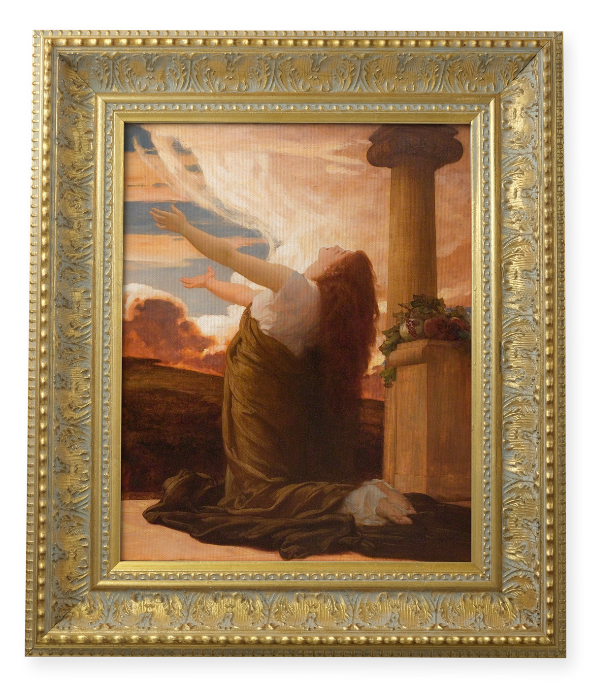 Clytie by Frederic Leighton shown in its frame