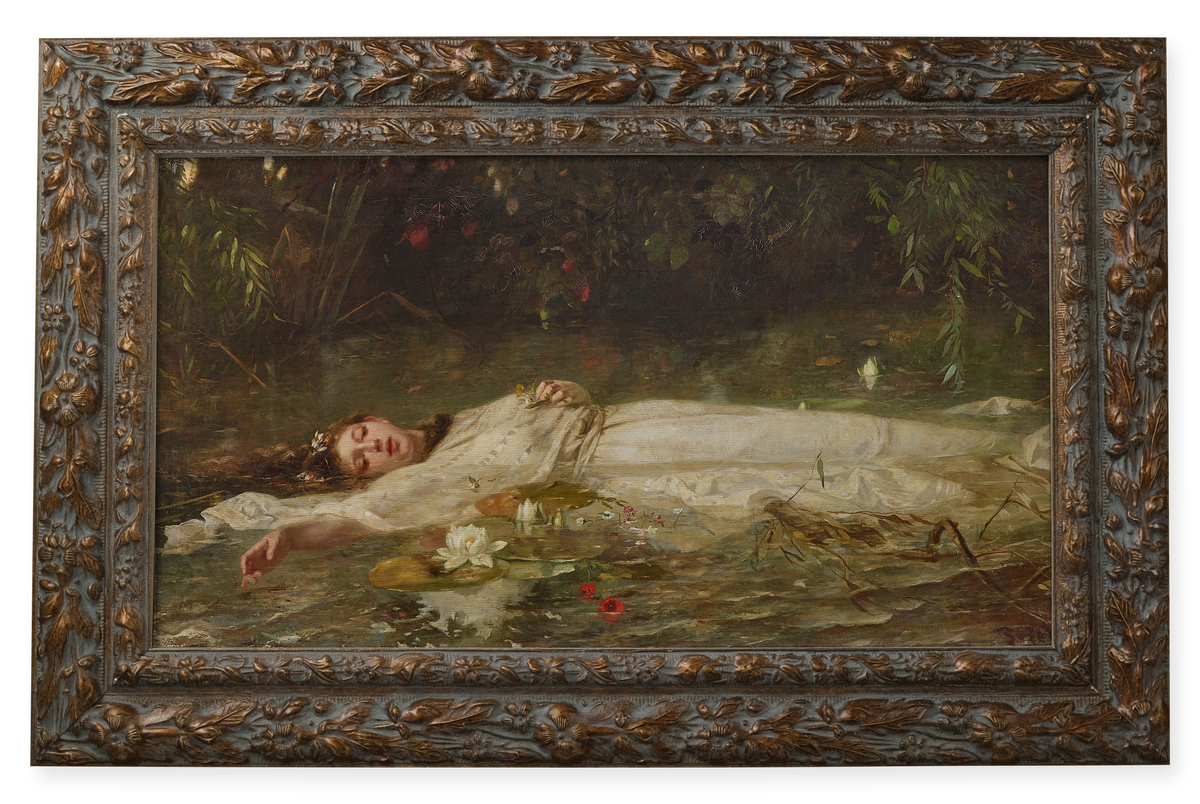 Ophelia by Friedrich Heyser shown in its frame