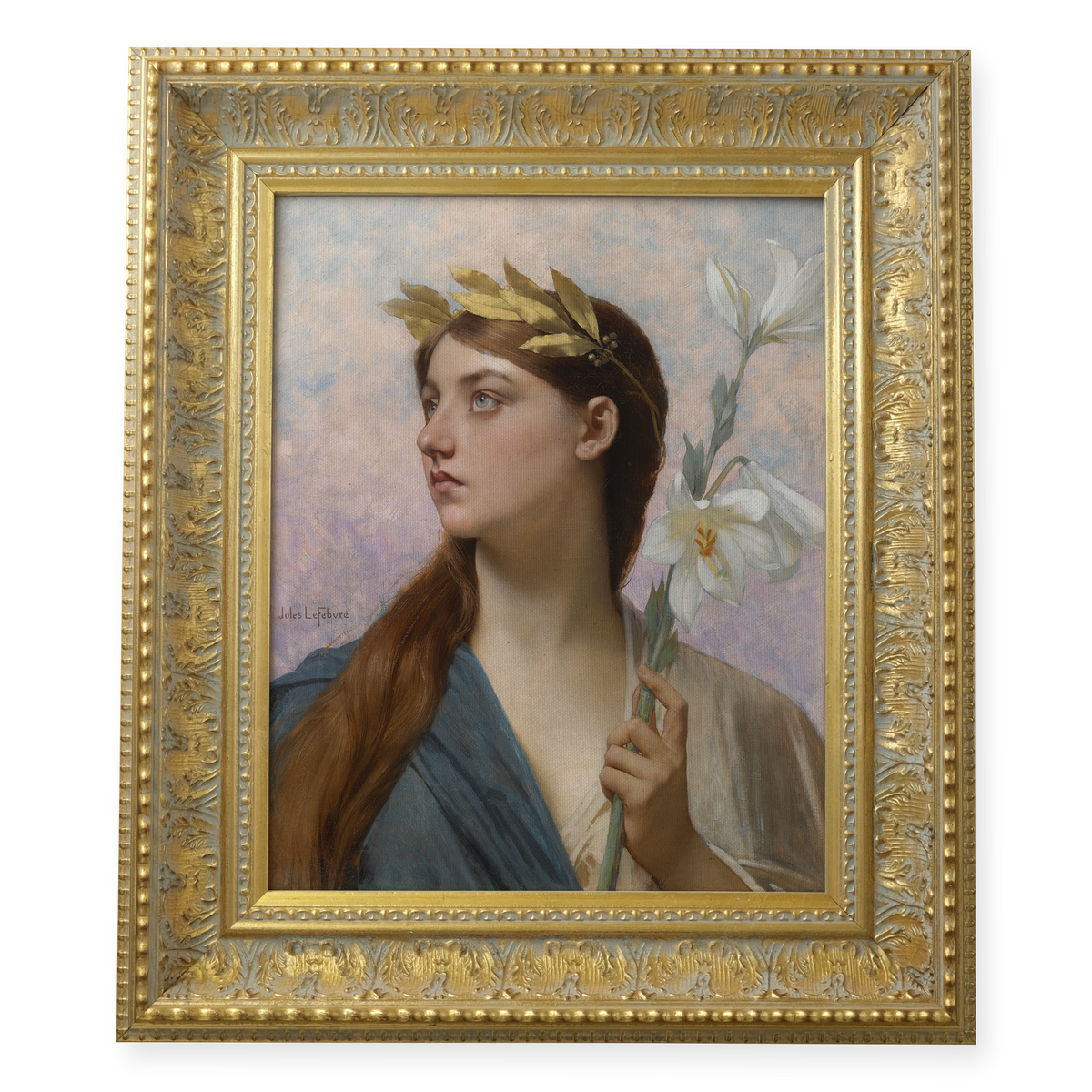 An Allegory of Victory by Jules-Joseph Lefebvre shown in its frame