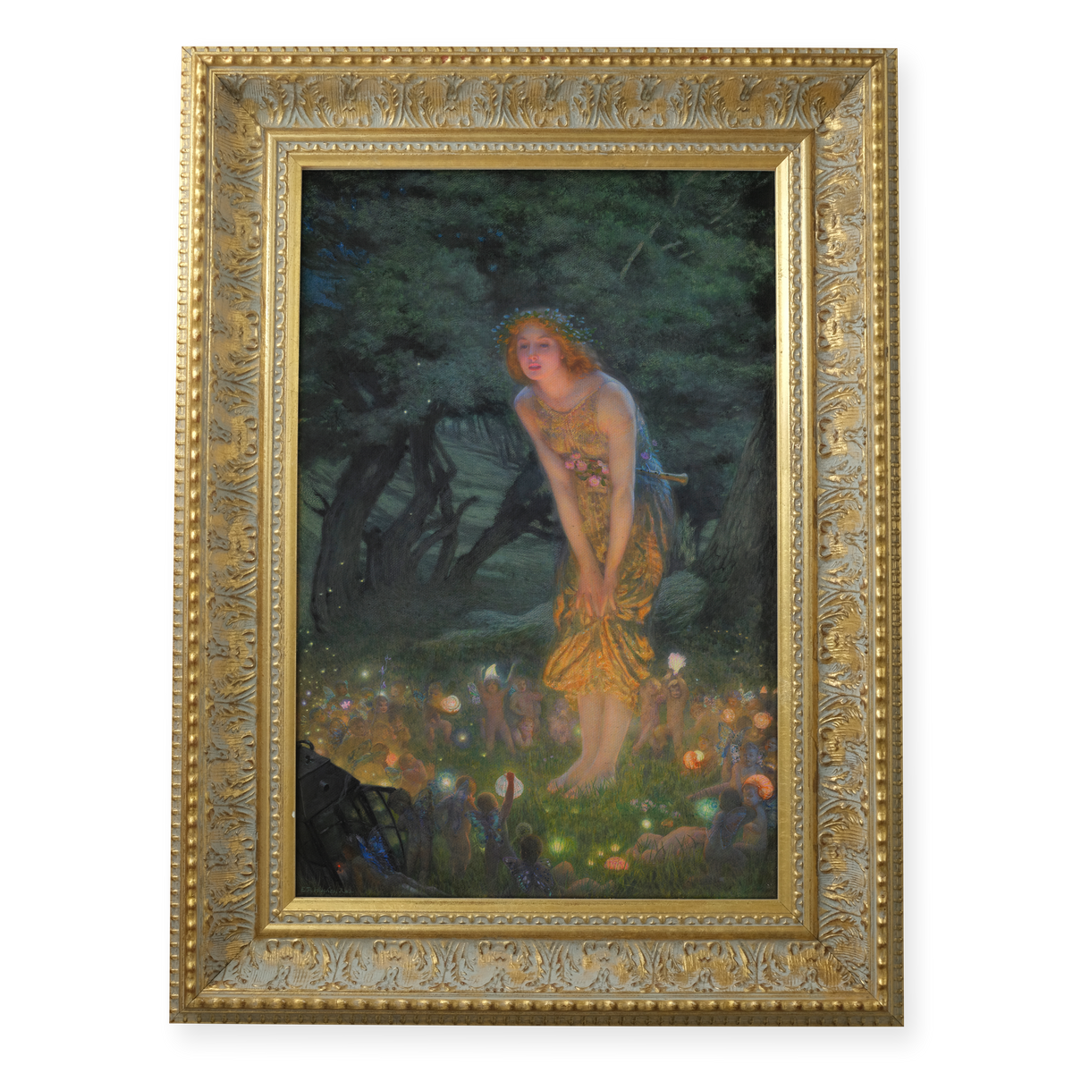 Midsummer Eve by Edward Robert Hughes shown in its frame