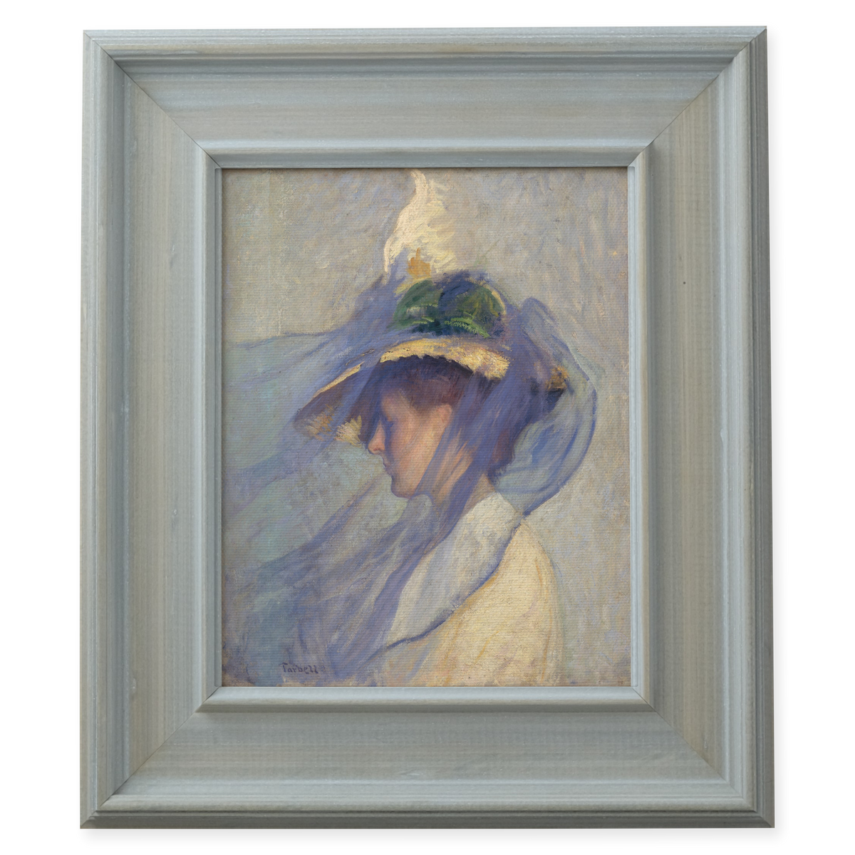 The Blue Veil by Edmund Charles Tarbell shown in its frame