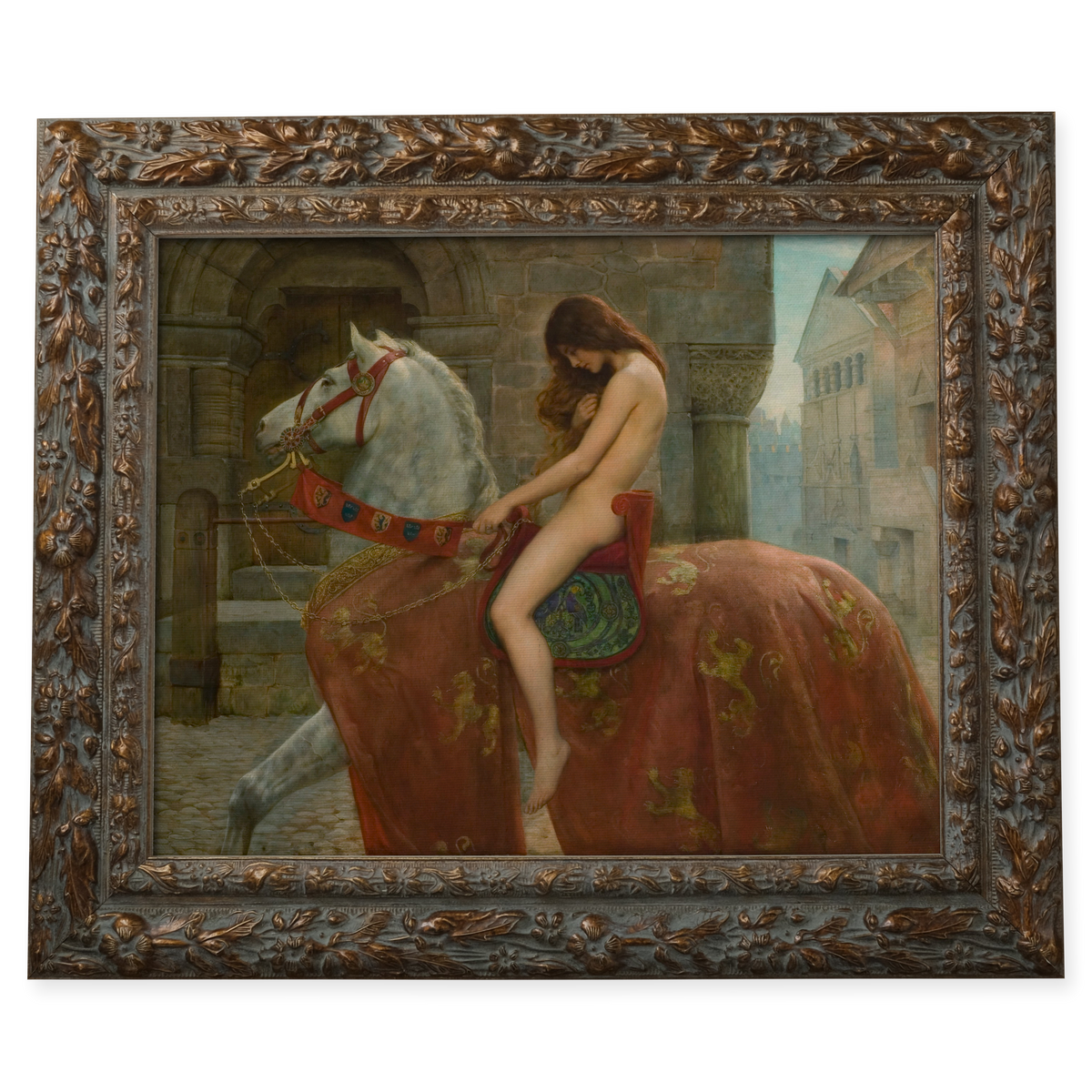 Godiva by John Collier shown in its frame