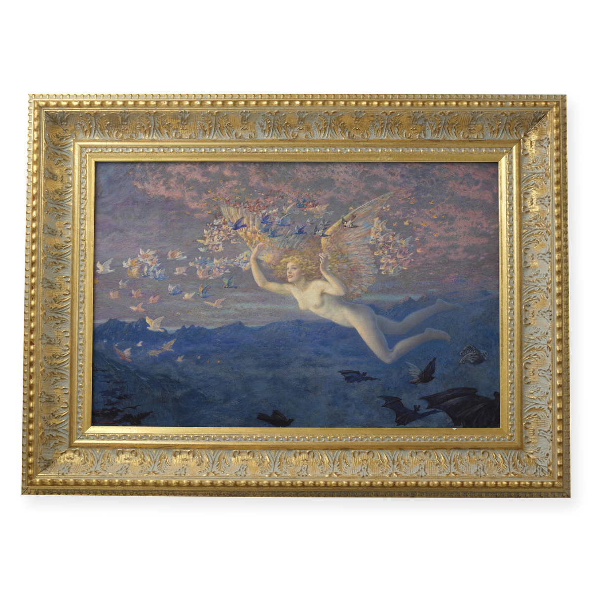 Wings of the Morning by Edward Robert Hughes shown in its frame