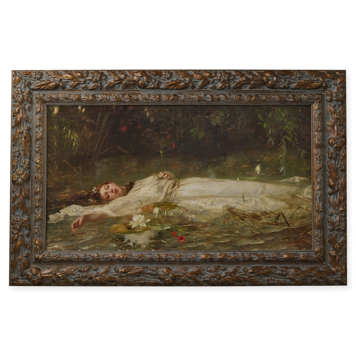 Ophelia by Friedrich Heyser shown in its frame