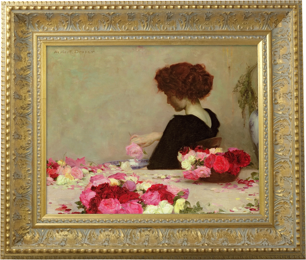 Pot Pourri by Herbert James Draper in an ornate pale gold-toned frame